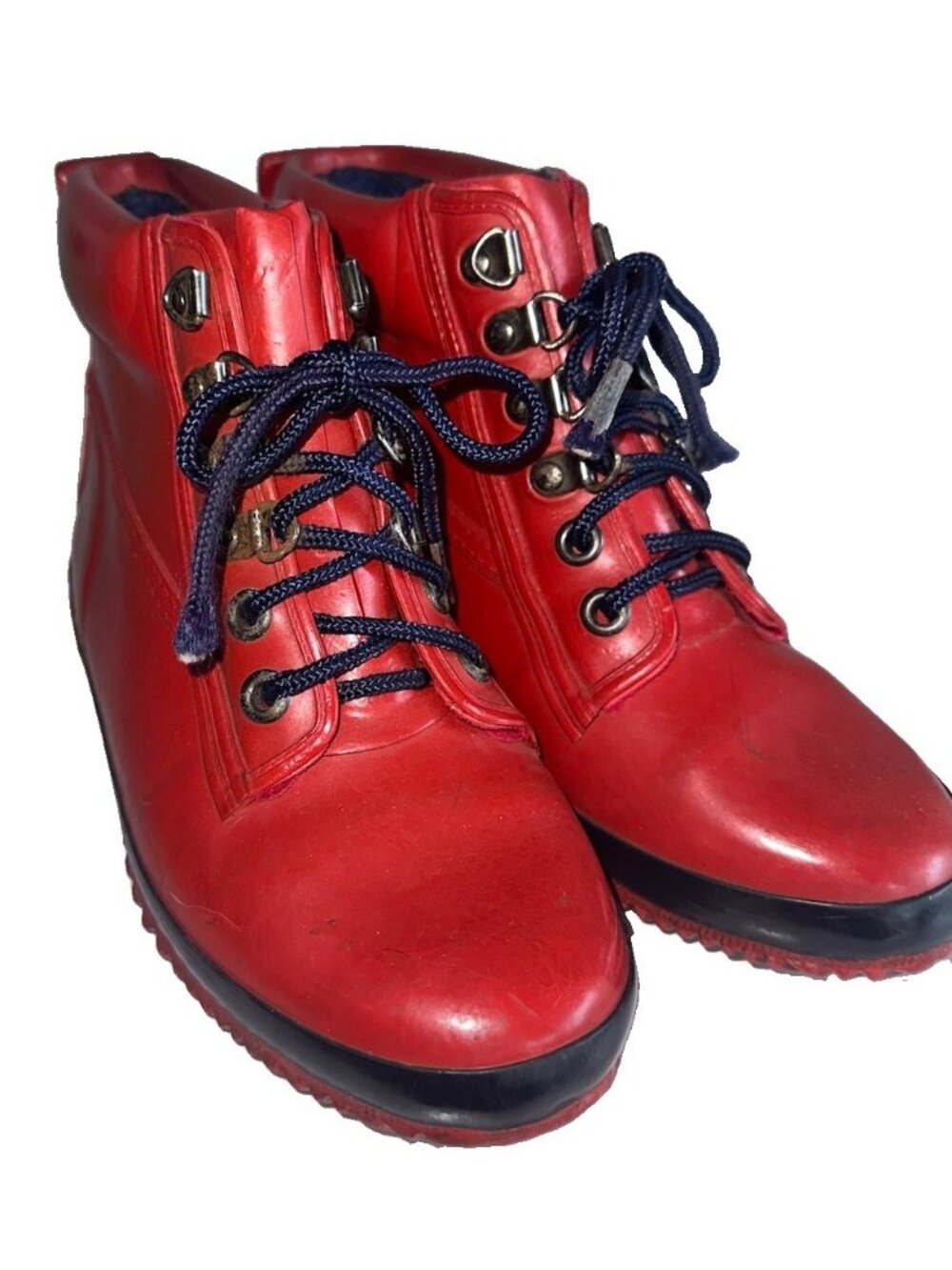 Vintage Eddie Bauer Womens Insulated Rubber Above Ankle Boots Sz 6 Red Rain